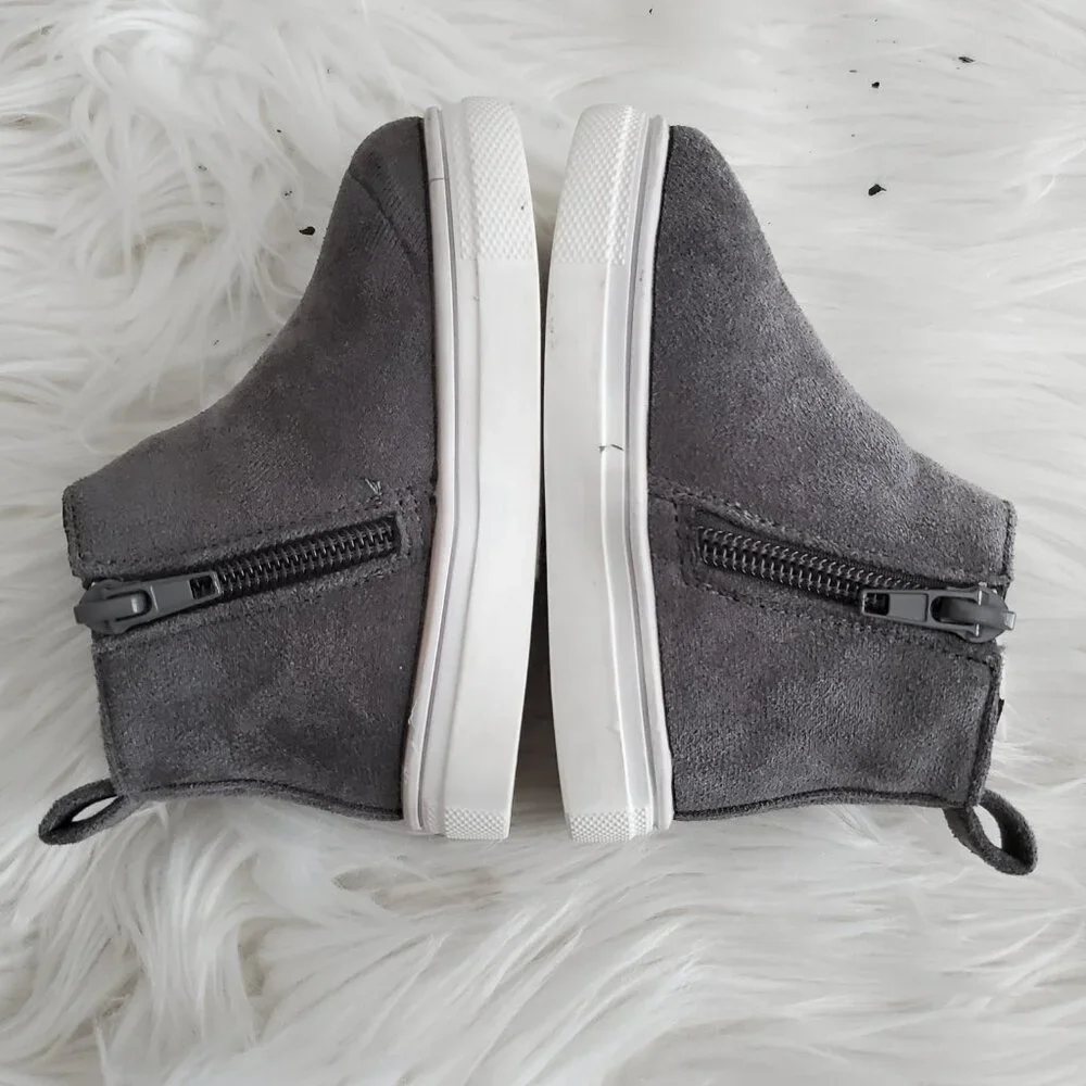 First Steps Toddler Gray High Top Suede Shoes SZ 4